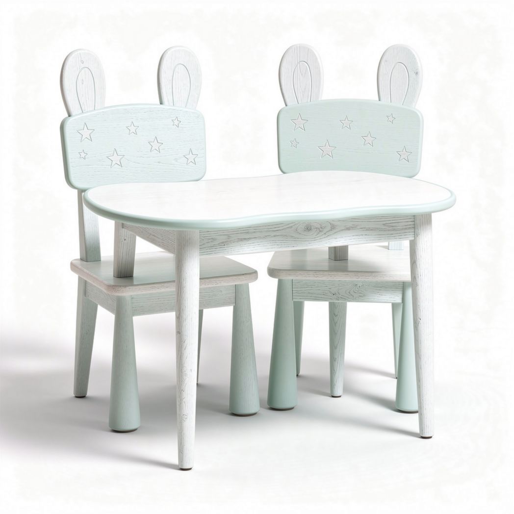Kindertafel met twee stoelen voor de speelkamer - hout - 80 x 60 x 50cm